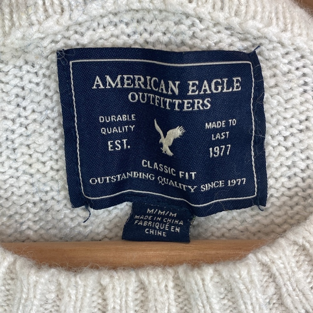 American Eagle wool blend fair isle sweater M Apres ski Nordic preppy classic - Picture 2 of 8
